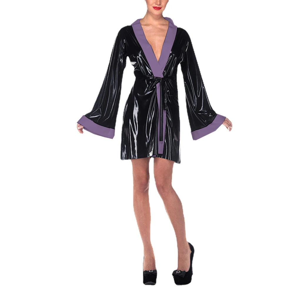 Sissy Vinyl PVC Leather Short Nightdress