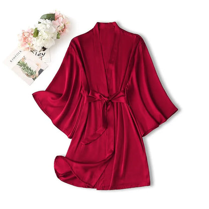 Women Robe Gown Sets Burgundy Summer