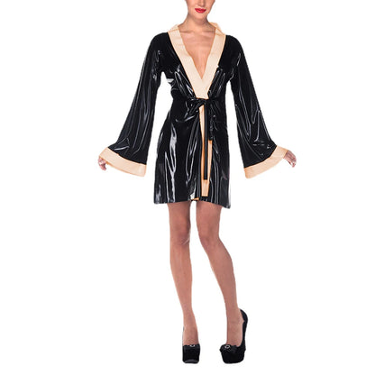 Sissy Vinyl PVC Leather Short Nightdress