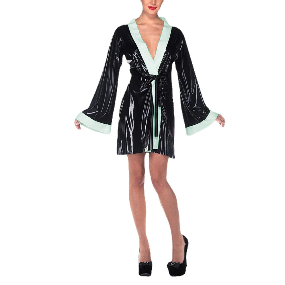 Sissy Vinyl PVC Leather Short Nightdress