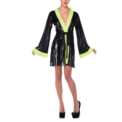 Sissy Vinyl PVC Leather Short Nightdress